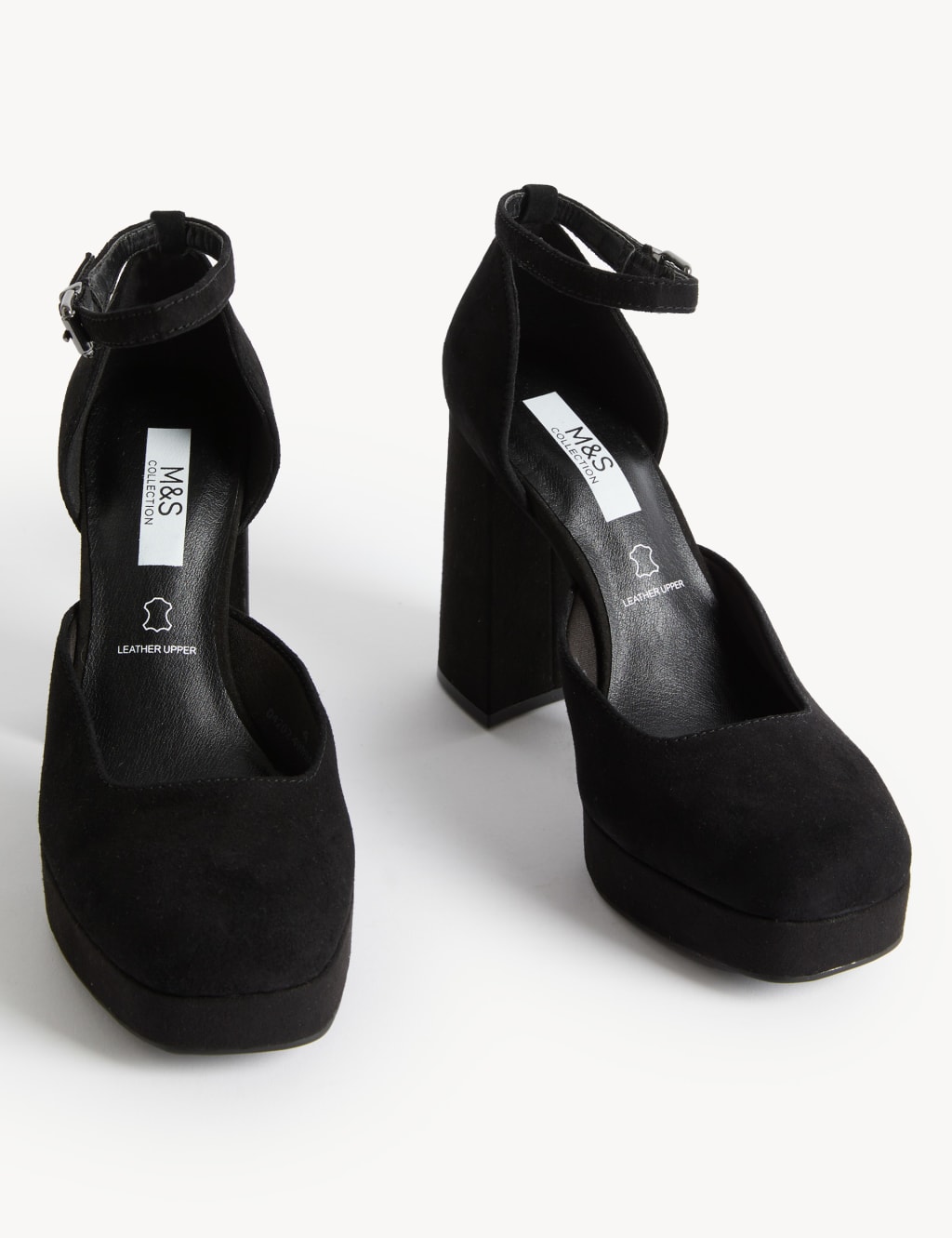 Suede Ankle Strap Platform Square Toe Heels M&S Collection M&S