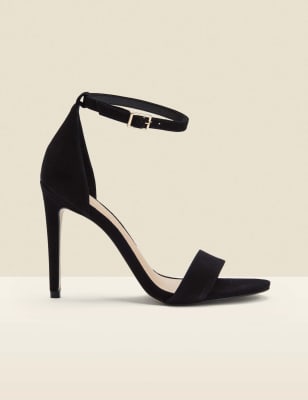 black suede ankle strap sandals