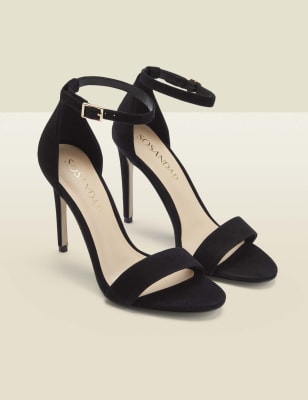 black suede ankle strap sandals