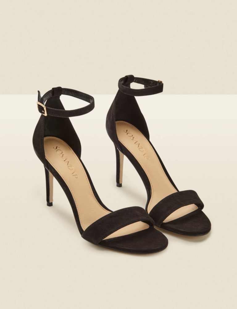 Suede Ankle Strap Stiletto Heel Sandals SOSANDAR M S
