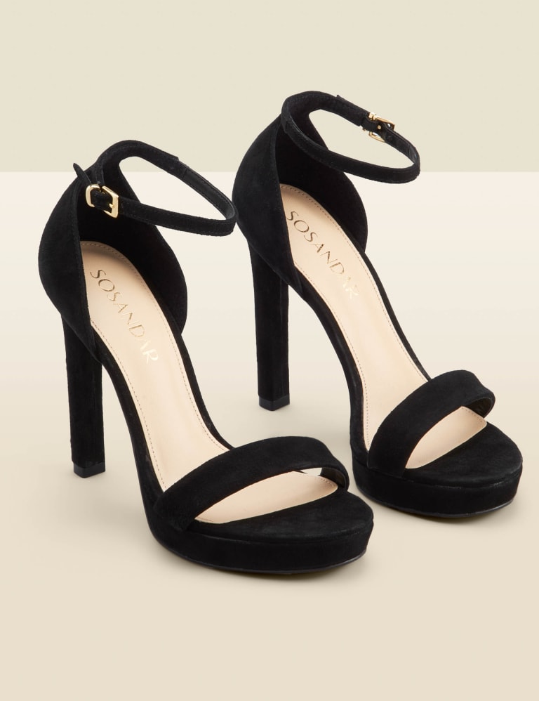 Suede Ankle Strap Stiletto Heel Sandals