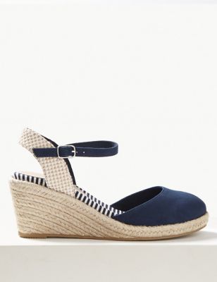 Suede Ankle Strap Wedge Espadrilles Image 2 of 5