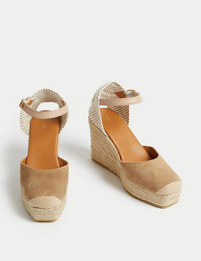 Suede Ankle Strap Wedge Espadrilles Image 2 of 3