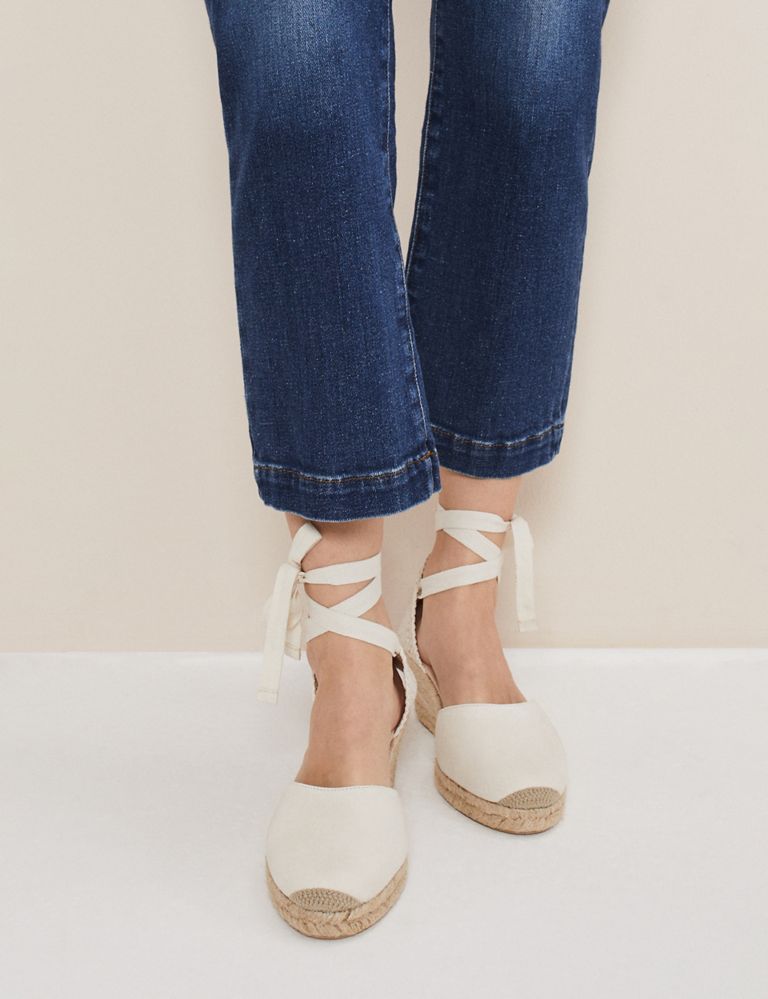 Suede Ankle Strap Wedge Espadrilles 3 of 7