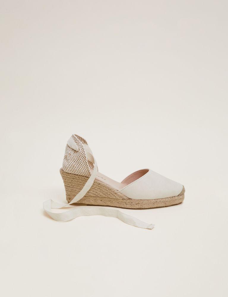 Suede Ankle Strap Wedge Espadrilles 2 of 7