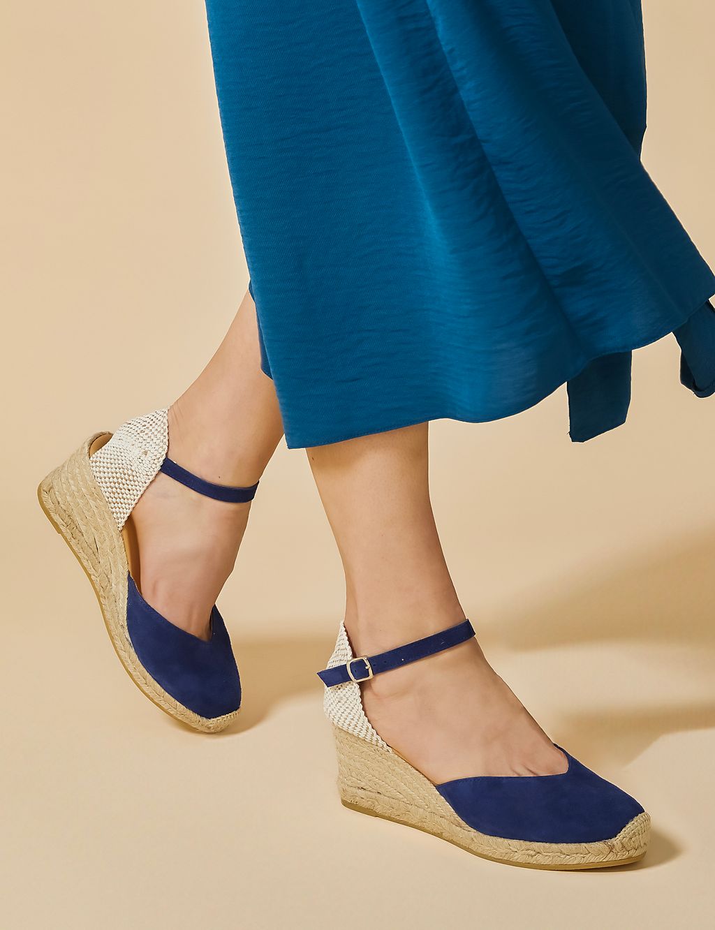 Suede Ankle Strap Wedge Espadrilles 7 of 8