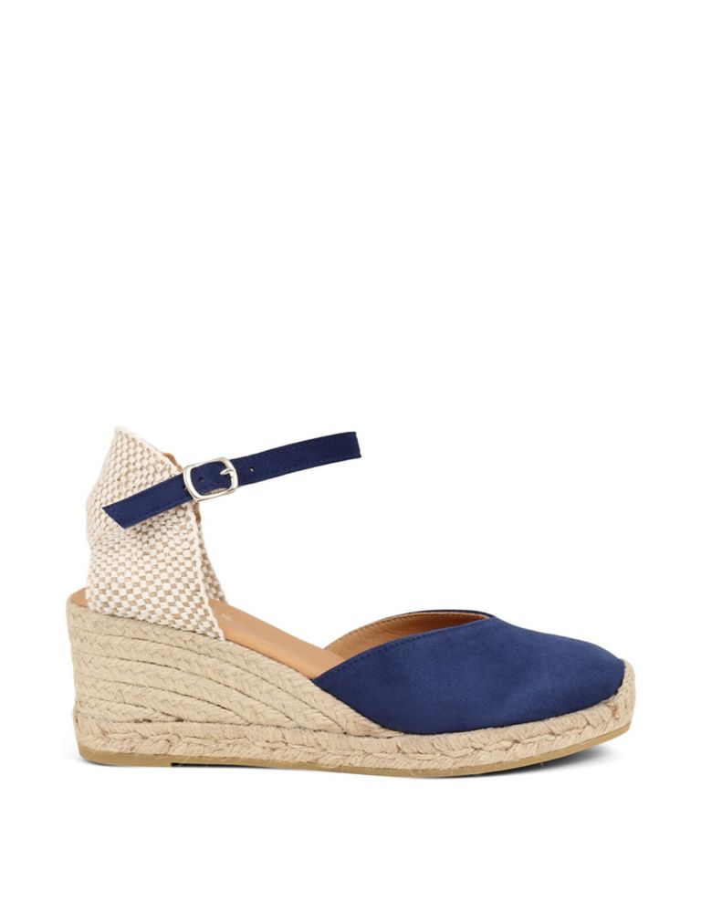 Suede Ankle Strap Wedge Espadrilles 3 of 8