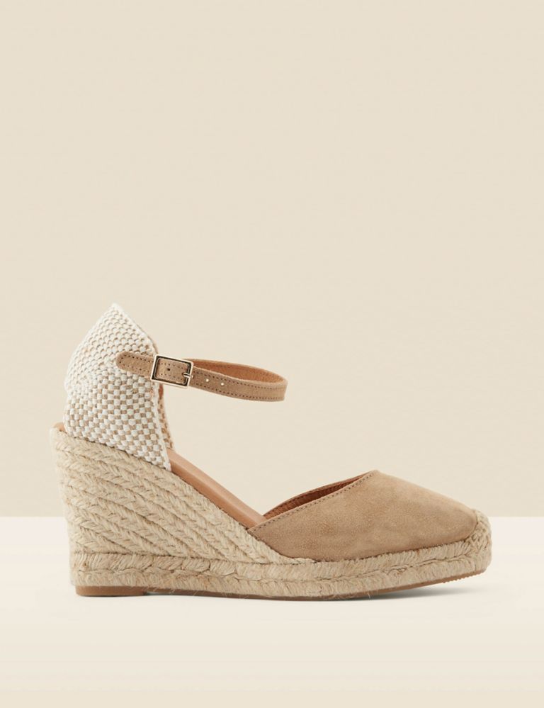 Suede Ankle Strap Wedge Espadrilles 1 of 2