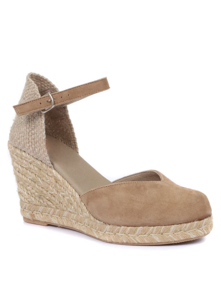 Suede ankle strap espadrilles top