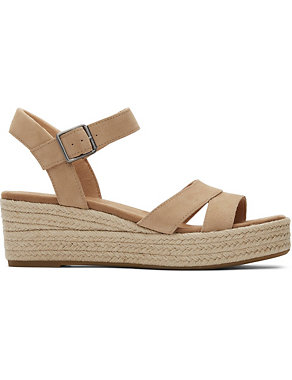 Suede Ankle Strap Wedge Sandals Image 2 of 5