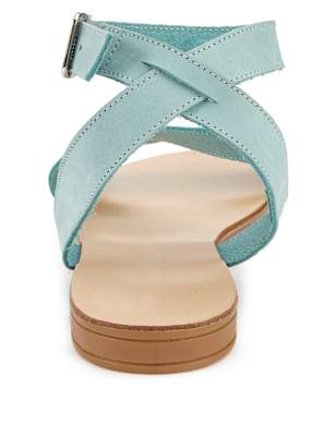 Suede Asymmetric Strap Sandals Image 2 of 3