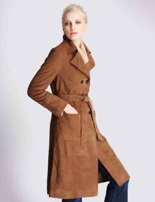 tan suede trench coat