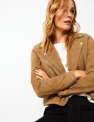 Suede Biker Jacket Per Una M S