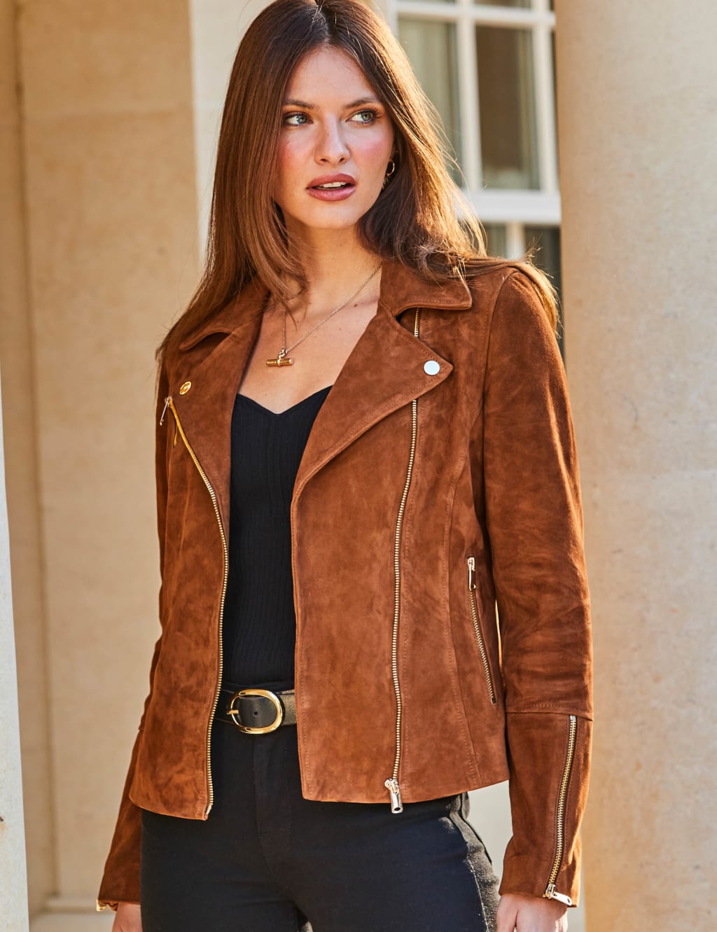 Suede bike jacket discount