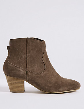 Suede Block Heel Ankle Boots Image 2 of 6