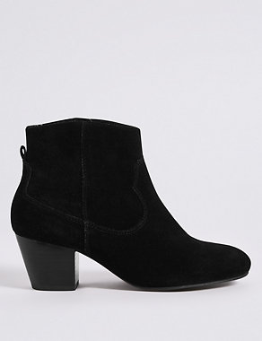 Suede Block Heel Ankle Boots Image 2 of 6