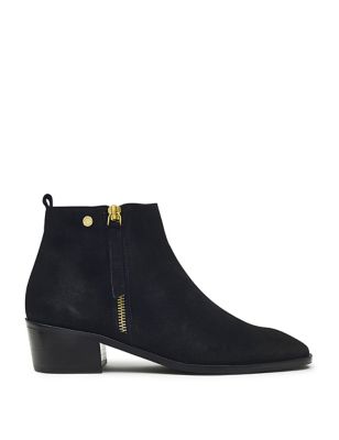 Suede Block Heel Ankle Boots Image 2 of 4