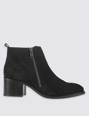 Suede Block Heel Ankle Boots with Insolia® Image 2 of 6