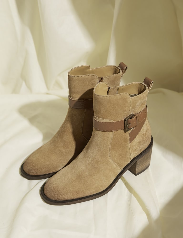 Suede Block Heel Ankle Boots 3 of 3