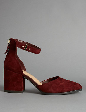 Suede Block Heel Court Shoes with Insolia® Image 2 of 6
