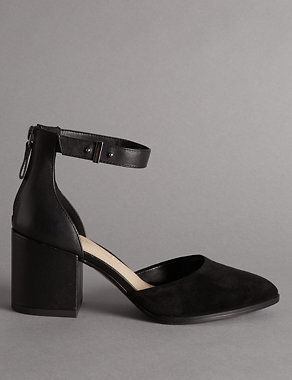 Suede Block Heel Court Shoes with Insolia® Image 2 of 6