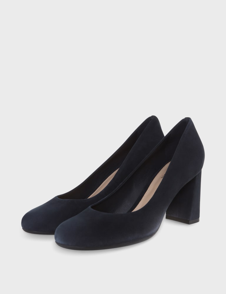 Suede block heel court shoes top
