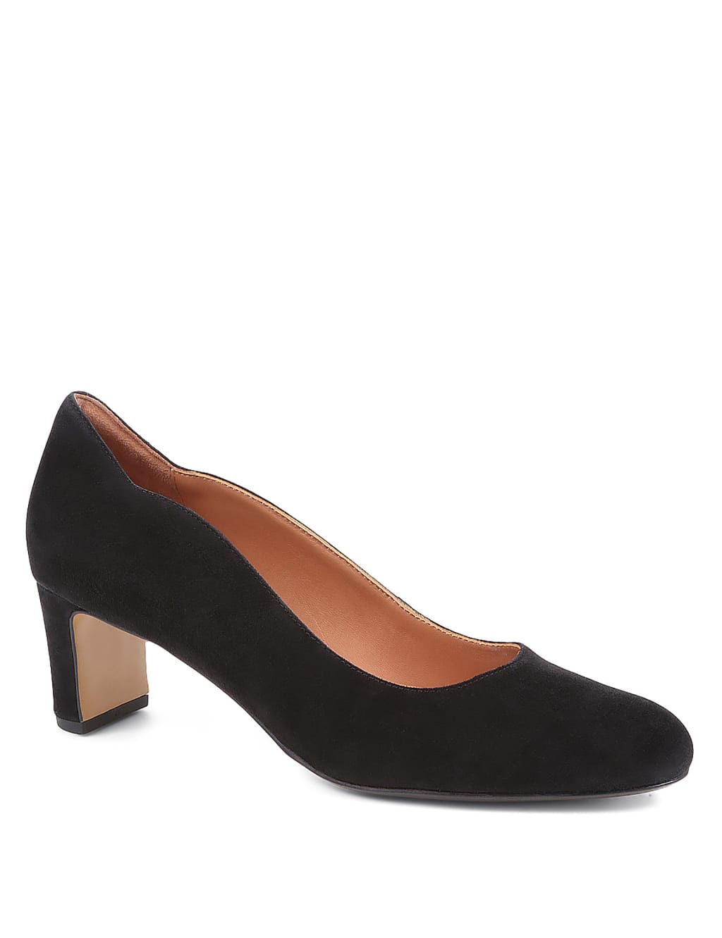 Suede Block Heel Court Shoes