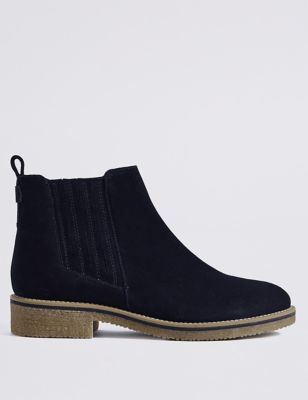 Suede Block Heel Crepe Sole Ankle Boots Image 2 of 6