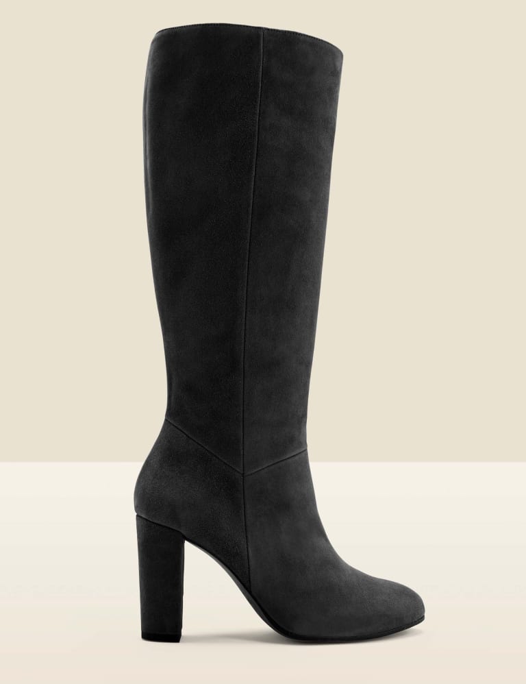 Suede Block Heel Knee High Boots SOSANDAR M S