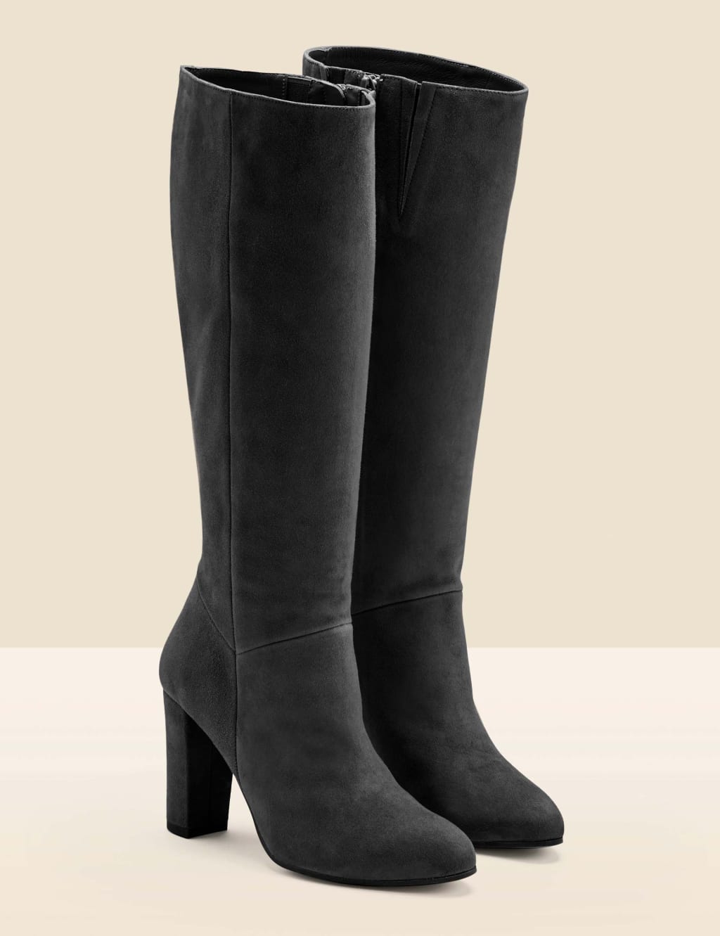 Suede Block Heel Knee High Boots 1 of 4