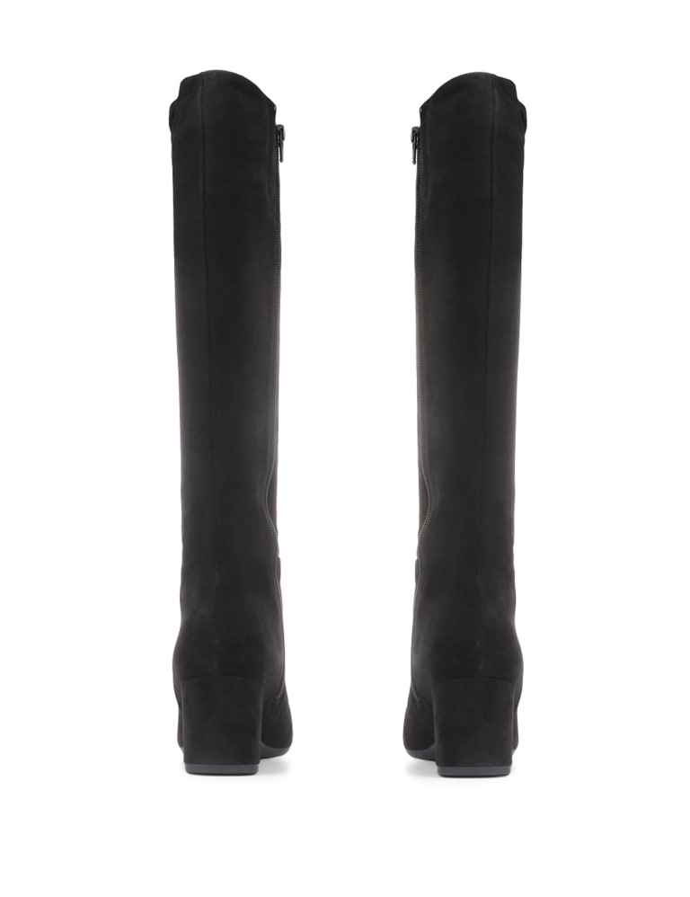 Suede Block Heel Knee High Boots