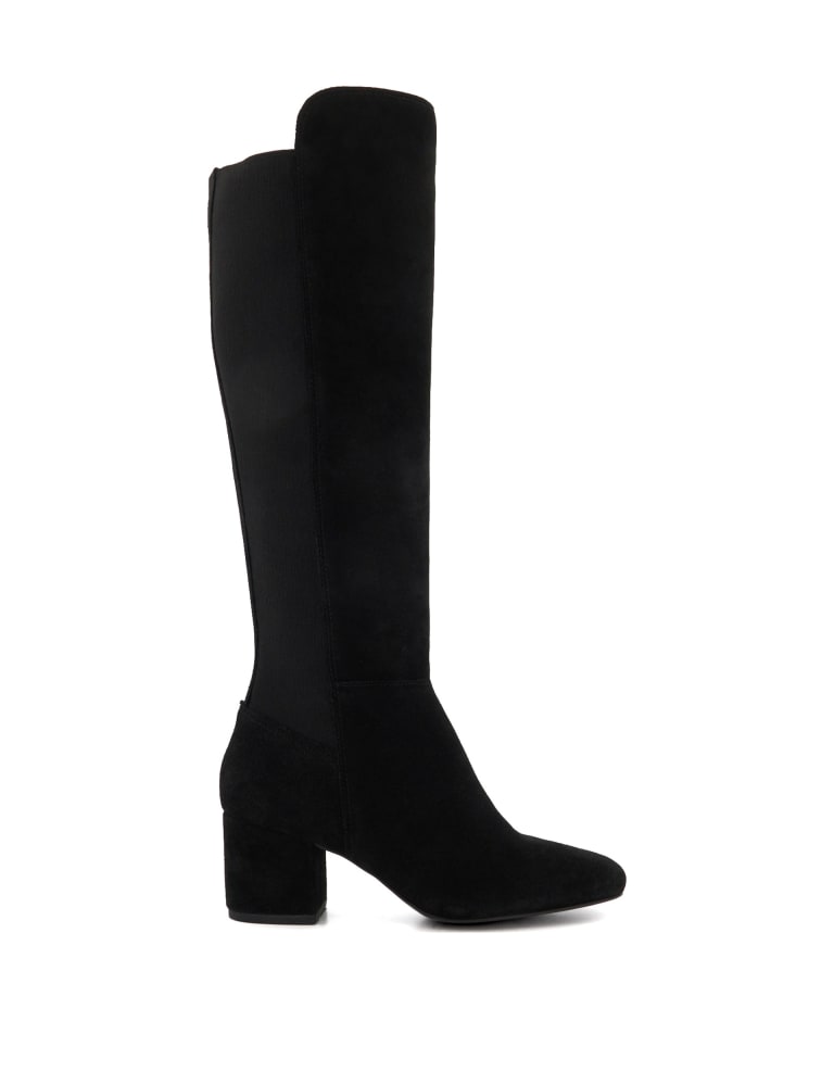Black suede knee high boots hot sale