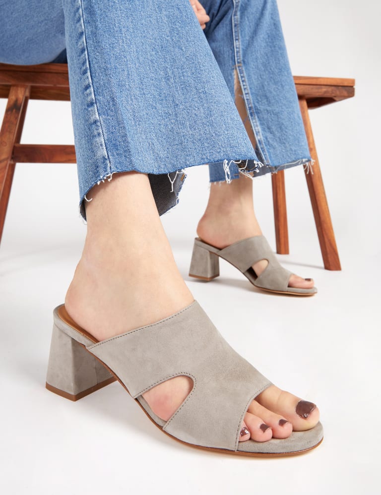 Suede block outlet heel mules