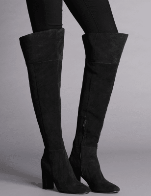 Suede over the knee high heel boots new arrivals