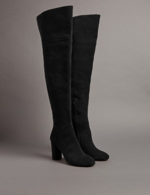 Suede Block Heel Over the Knee High Boots Autograph M S