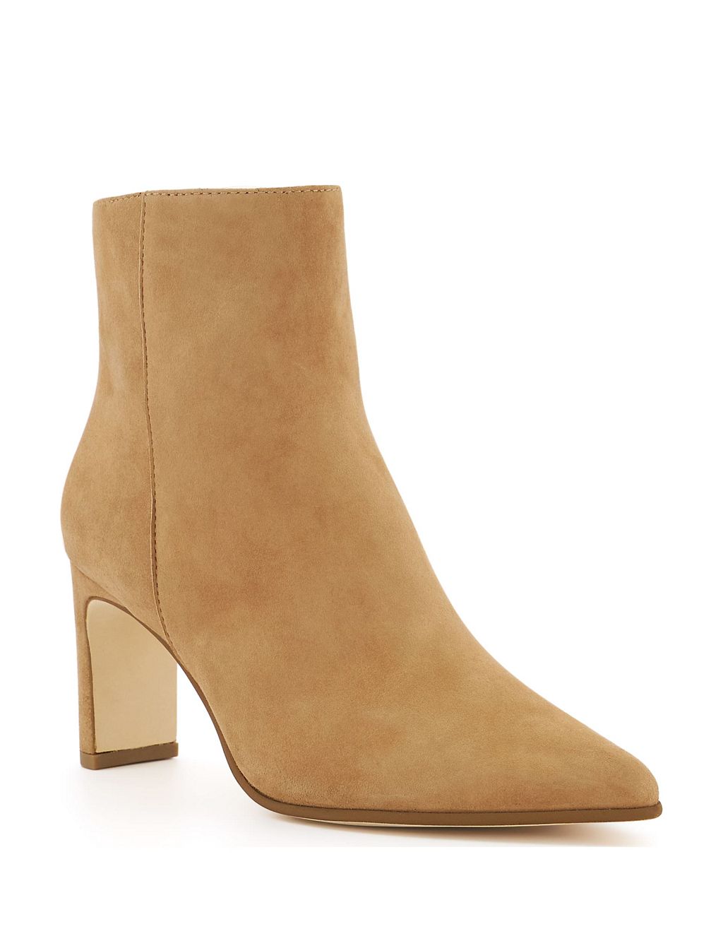 Suede Block Heel Pointed Ankle Boots 1 of 5