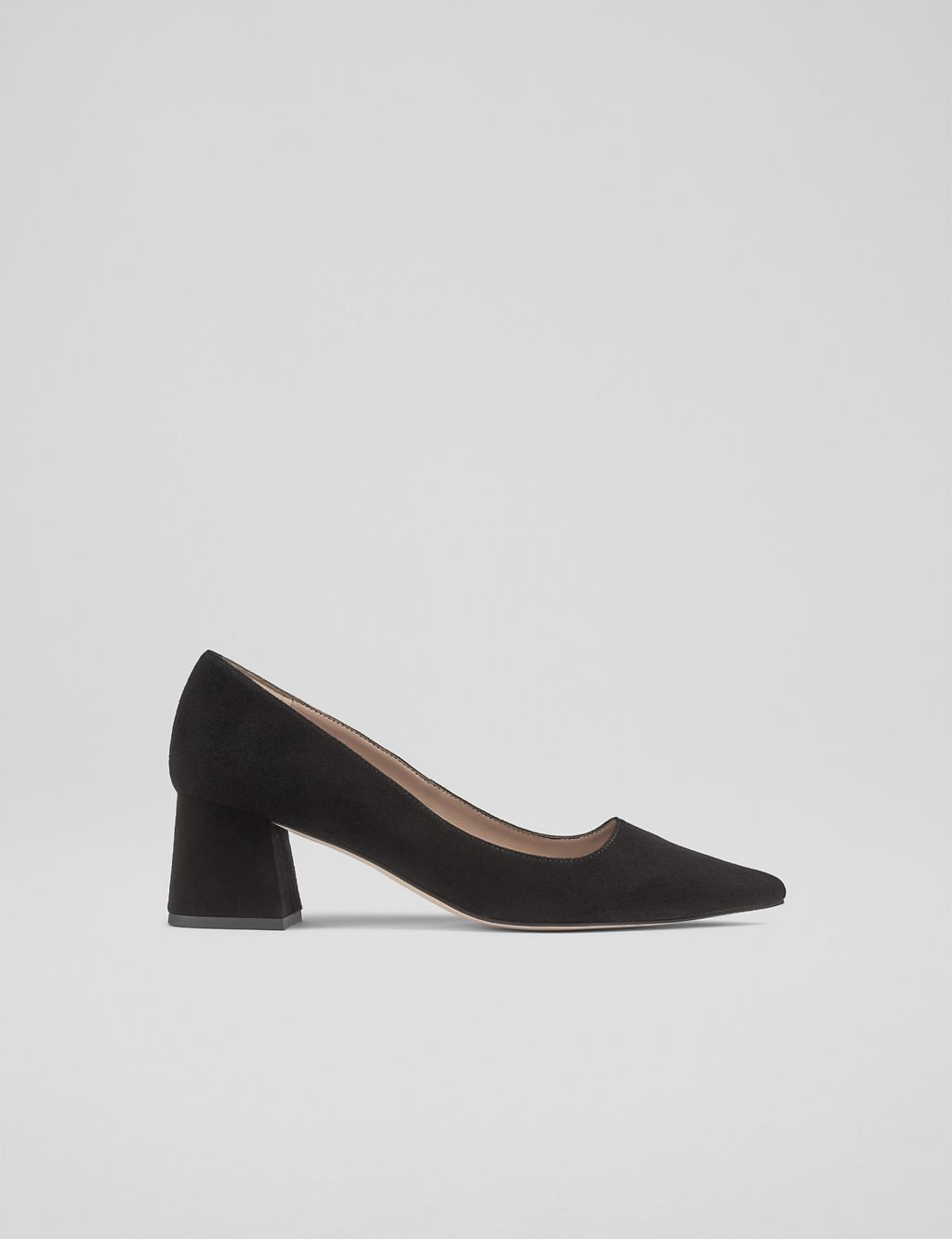 Suede Block Heel Pointed Court Shoes 1 of 1