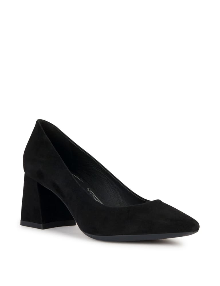 Black suede block heel shoes on sale