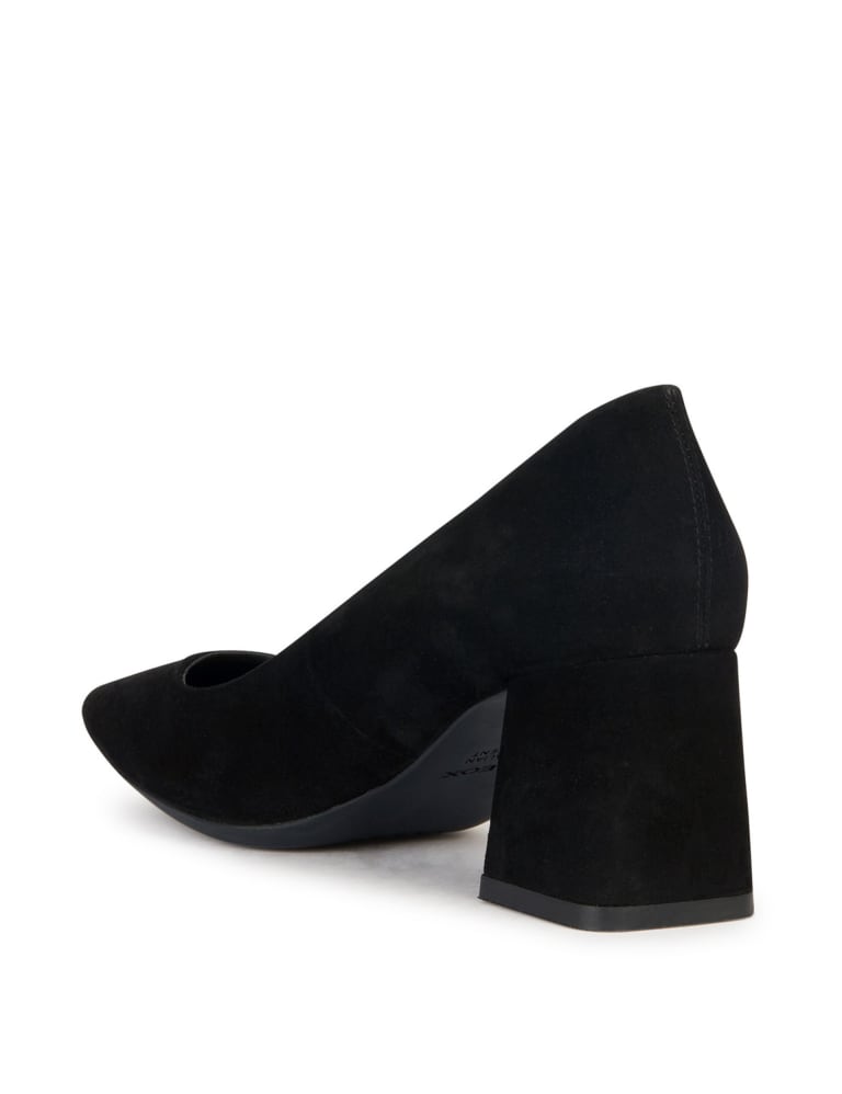 Suede Block Heel Pointed Court Shoes