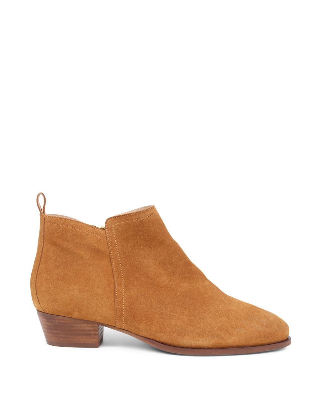 Suede Block Heel Round Toe Ankle Boots 1 of 7