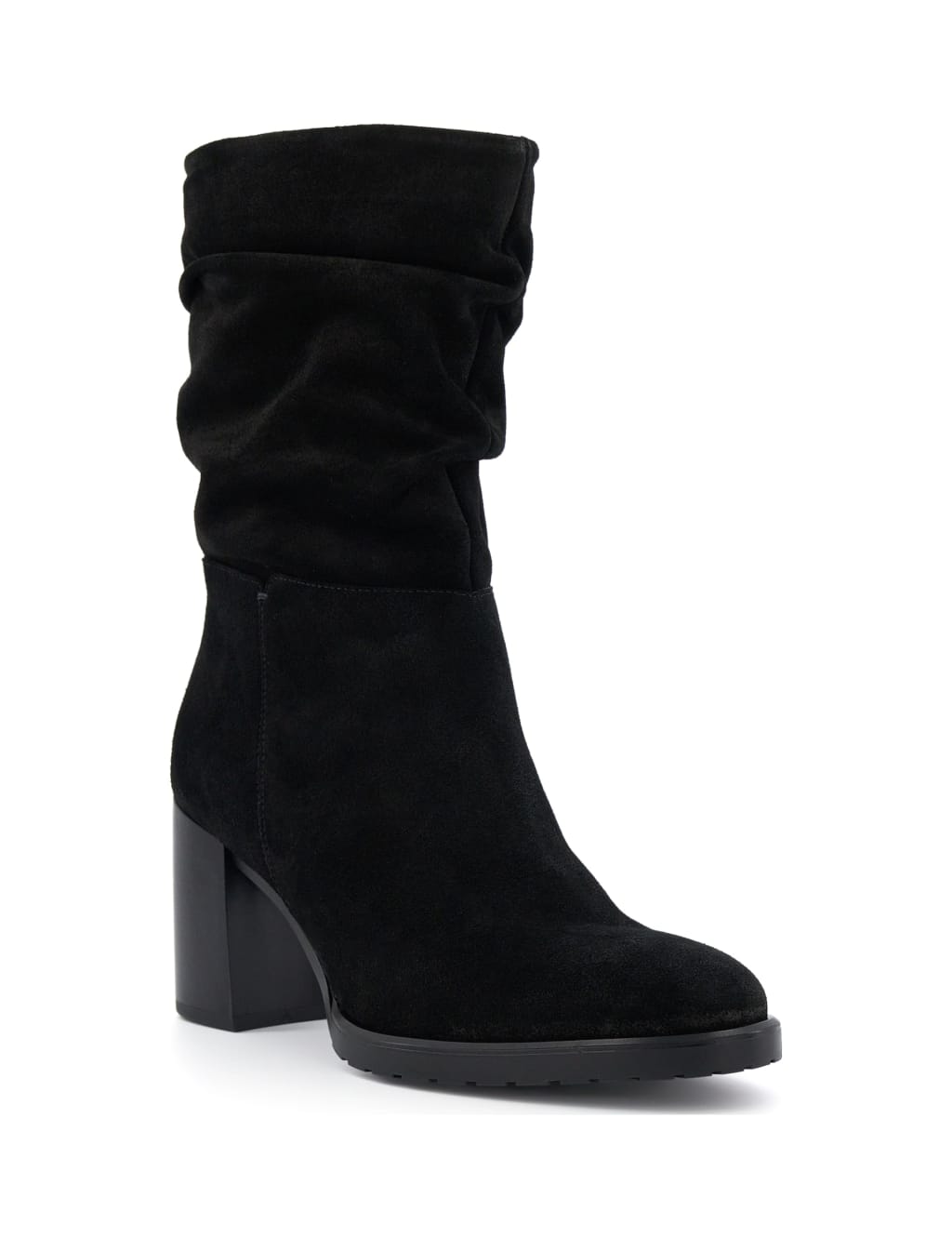 Suede Block Heel Round Toe Boots 1 of 4