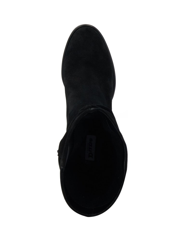 Suede Block Heel Round Toe Boots