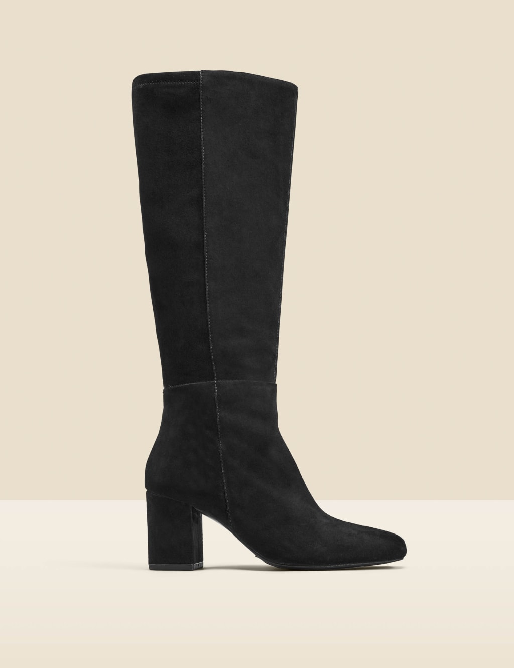 Suede Block Heel Round Toe Knee High Boots | SOSANDAR | M&S