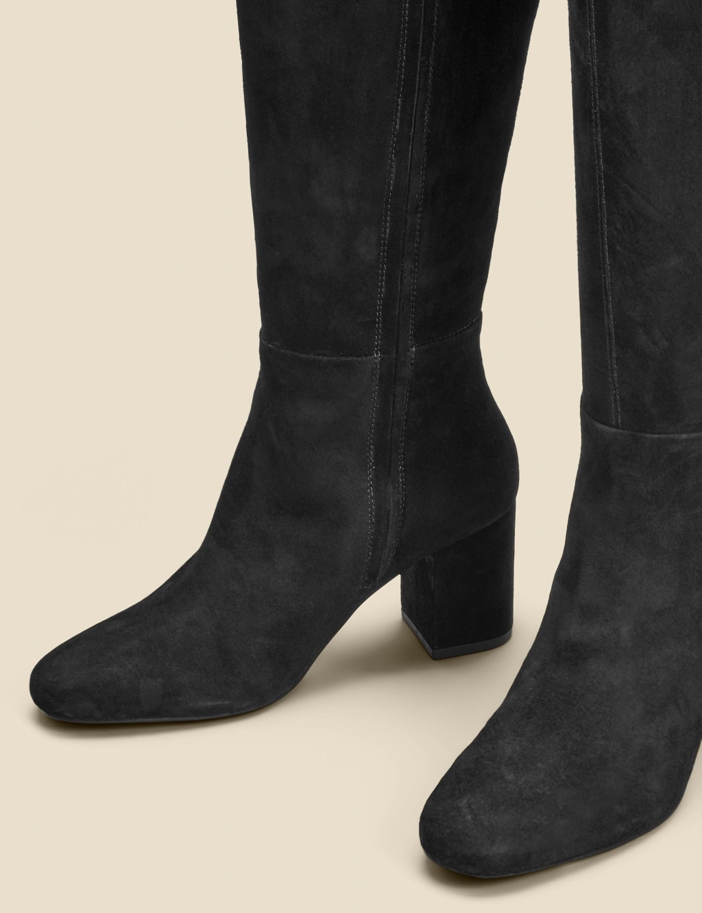 Block heel suede knee high boots hot sale