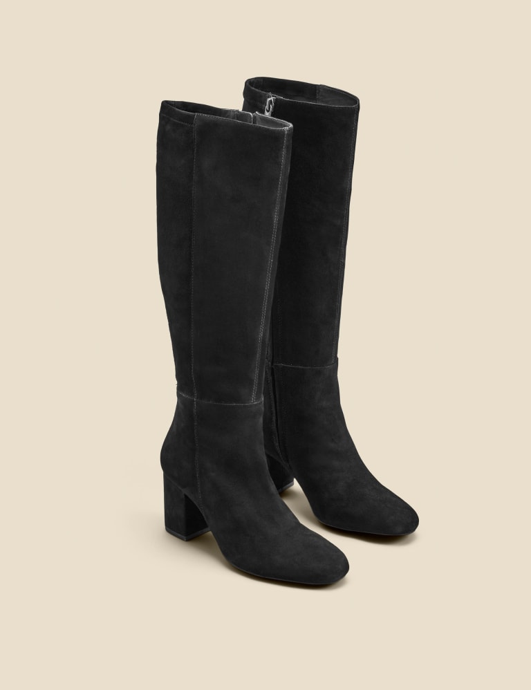 Block heel calf length boots clearance