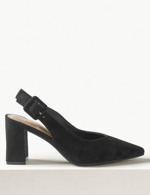 Suede Block Heel Slingback Shoes | M&S Collection | M&S