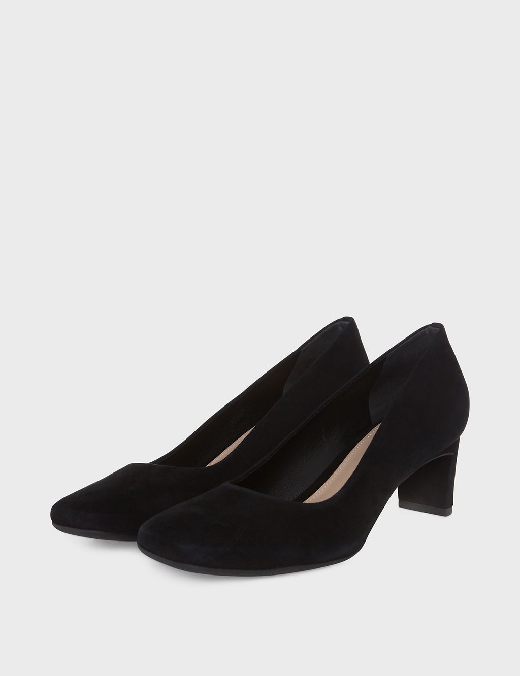 Suede Block Heel Square Toe Court Shoes 1 of 6