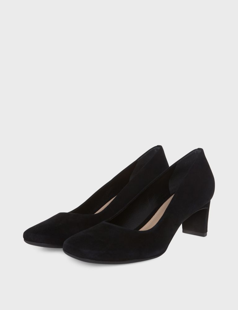 Suede Block Heel Square Toe Court Shoes 2 of 6