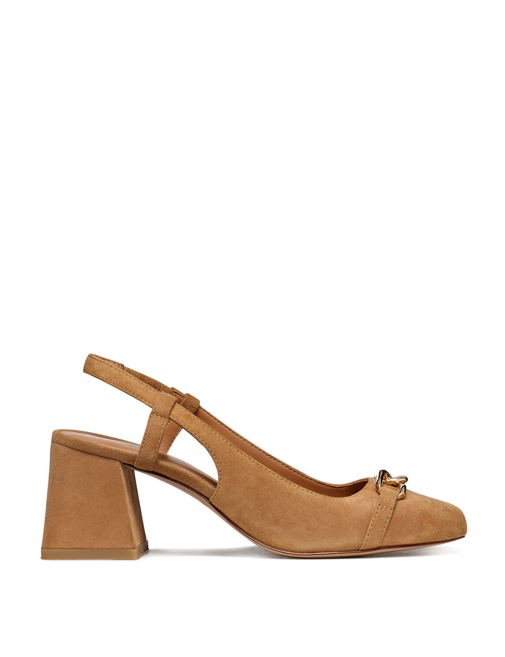 Suede Block Heel Square Toe Slingback Shoes 3 of 6