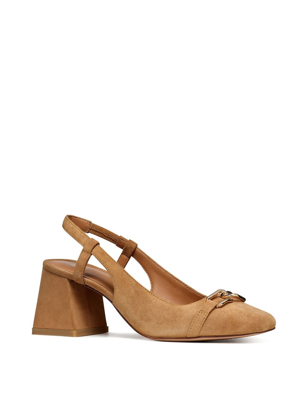 Suede Block Heel Square Toe Slingback Shoes 1 of 6